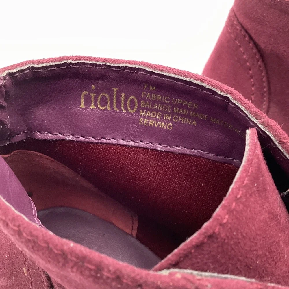 Rialto Serving Burgundy Faux Suede Lace Up‎ Ankle Boots Womens 7M Heel Booties